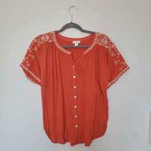 Sundance Burnt Orange Embroidered Top - image 1